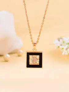 Silvermerc Designs Rose Gold-Plated CZ Studded Pendant With Chain