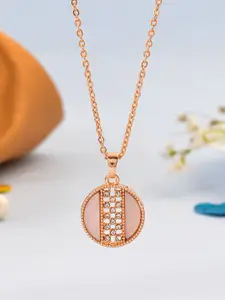 Silvermerc Designs Rose Gold-Plated Cubic Zirconia Studded Circular Pendants with Chains