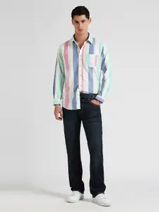 Pepe Jeans Multi Stripes Spread Collar Striped Cotton Casual Shirt