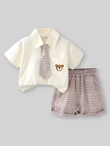 INCLUD Boys Shirt Collar Short Sleeves Shirt with Shorts