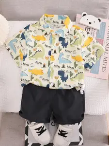 INCLUD Boys Printed Short Sleeves Shirt With Shorts