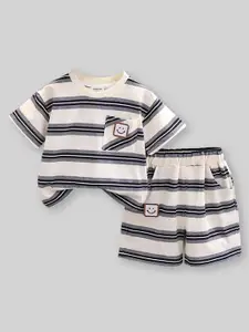 INCLUD Boys Striped Round Neck T-shirt With Short