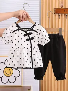 INCLUD Girls Polka Dot Printed Top With Trouser
