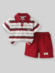INCLUD Boys Striped Polo Collar T-shirt With Short