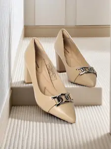 Van Heusen Metallic Detail Block Heel Pumps