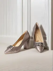 Van Heusen Metallic Detail Block Heel Pumps