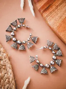 ATIBELLE German Silver-Plated Bell Shaped Contemporary Half Hoop Earrings