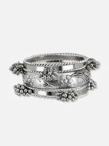 ATIBELLE Set Of 7 German Silver Silver-Plated Floral Bangles