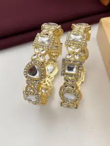 ATIBELLE Set Of 2 Gold-Plated Kundan-Studded Bangles