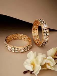 ATIBELLE Set Of 2 Gold-Plated Kundan-Studded Bangles