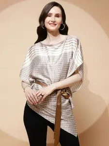 Global Republic Checked Kimono Sleeve Longline Kaftan Top