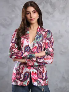 TANDUL Printed Notched Lapel Slim Fit Single Breasted Blazers