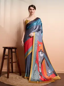 RACHNA Abstract Printed Satin Saree