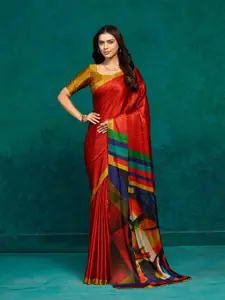 RACHNA Abstract Printed Satin Saree