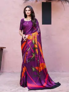 RACHNA Abstract Block Print Satin Saree