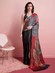 RACHNA Abstract Block Print Satin Saree