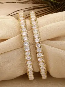 KARATCART Set Of 2 Gold-Plated AD  Bangle