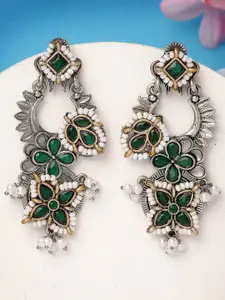 KARATCART Silver Plated Kundan Drop Earrings