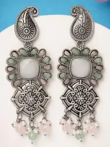 KARATCART Silver-Plated Paisley Shaped Drop Earrings