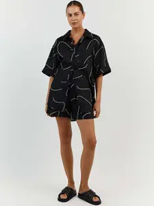 LULU & SKY Abstract Printed Shirt With Short