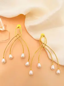 ABDESIGNS Gold-Plated Beaded Classic Drop Earrings