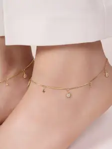 Zavya 925 Pure Silver Gold-Plated Artificial Stones Anklet