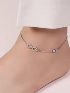 Zavya 925 Pure Silver Rhodium-Plated Artificial Stones Anklet