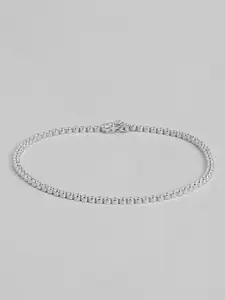 Zavya 925 Sterling Silver Rhodium-Plated Artificial Stones Anklet