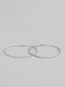 Zavya 925 Pure Sterling Silver Rhodium-Plated Artificial Stones Anklet