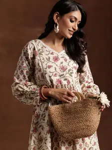 Libas Floral Print Flared Sleeve Cotton A-Line Dress