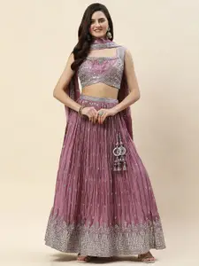Meena Bazaar Embroidered Ready to Wear Lehenga & Blouse With Dupatta