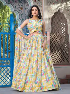 Meena Bazaar Abstract Printed Ready to Wear Lehenga & Blouse With Dupatta