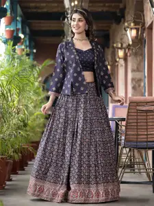 Meena Bazaar Floral Printed Ready to Wear Lehenga & Blouse With Jacket