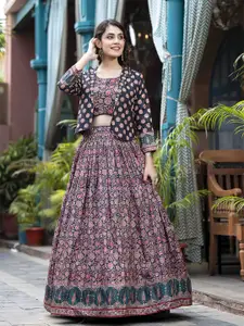 Meena Bazaar Floral Printed Ready to Wear Lehenga & Blouse With Jacket
