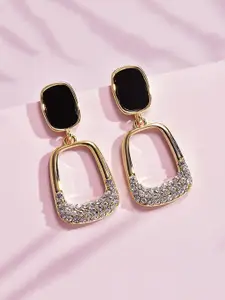 VAGHBHATT Gold Plated Stainless Steel Square Drop Earrings