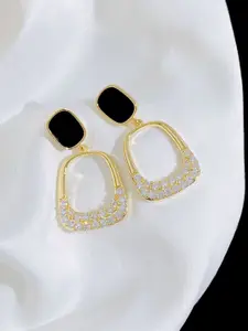 VAGHBHATT Gold Plated Stainless Steel Square Drop Earrings