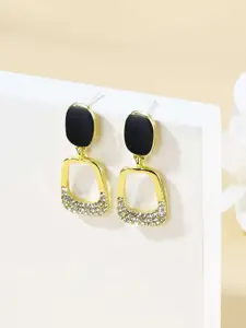 VAGHBHATT Gold-Plated Square Drop Earrings