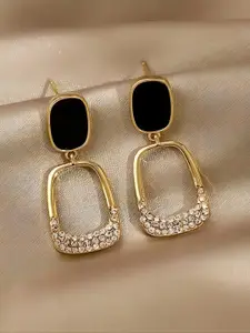 VAGHBHATT Gold Plated Stainless Steel Square Drop Earrings