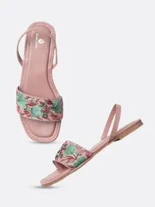 Marc Loire Printed Open Toe Flats