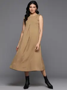 Varanga Solid Liva A-Line Midi Dress