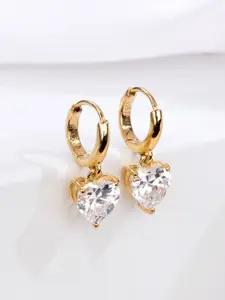 Zavya 925 Pure Sterling Silver Gold-Plated Cubic Zirconia Studded Hoop Earrings