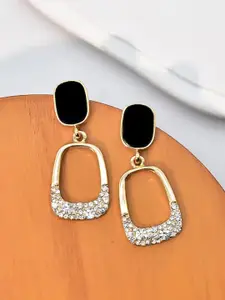 Krelin Gold-Plated Stainless Steel Square Rhinestone Studded Drop Earrings