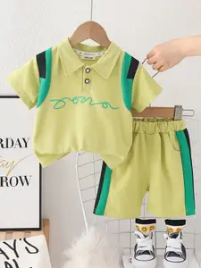 INCLUD Boys Shirt Collar Printed T-shirt with Shorts