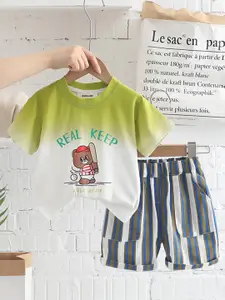 INCLUD Boys Round Neck Short Sleeves Dyed T-shirt with Shorts