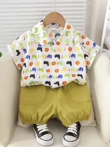 INCLUD Boys Printed Shirt With Shorts