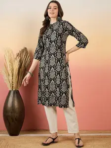 Anouk Mandarin Collar Ethnic Motifs Printed Kurta