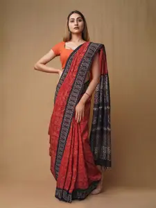 Unnati Silks Geometric Printed Pure Silk Chanderi Saree