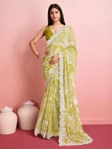 HERE&NOW Floral Embroidered Saree