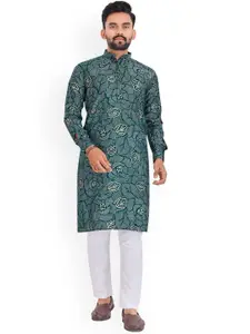 BAESD Ethnic Motifs Printed Band Collar Straight Kurta