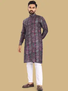 BAESD Geometric Dyed Mandarin Collar Straight Kurta